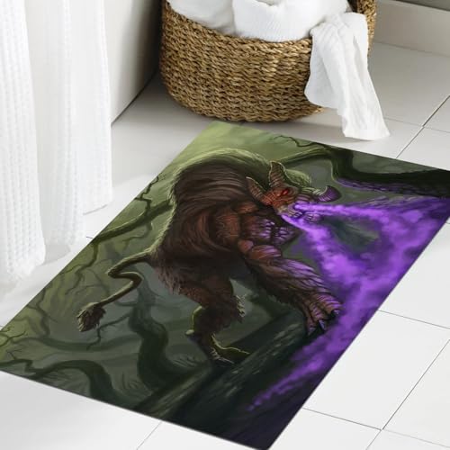 JHAOUNUK Weich Badezimmerteppich 60x90cm,Lila Wolken atmendes Fantasietier posiert im Wald - digitales Fantasieg,rutschfest waschbar Badematte Flauschige Badteppich Saugfähig Badvorleger Duschvorleger JHAOUNUK Weich Badezimmerteppich 60x90cm,Lila Wolken atmendes Fantasietier posiert im Wald - digitales Fantasieg,rutschfest waschbar Badematte Flauschige Badteppich Saugfähig Badvorleger Duschvorleger von JHAOUNUK