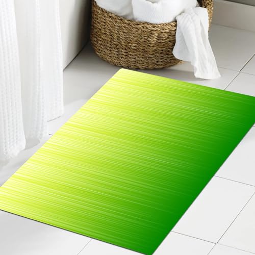 JHAOUNUK Weich Badezimmerteppich 60x90cm,Lime Green, Pin Striped Digital Hintergrund Highlight Linien Abst,rutschfest waschbar Badematte Flauschige Badteppich Saugfähig Badvorleger Duschvorleger von JHAOUNUK