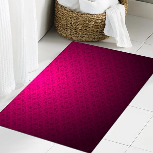 JHAOUNUK Weich Badezimmerteppich 60x90cm,Magenta abstrakt gestreiftes strukturiertes geometrisches Muster,rutschfest waschbar Badematte Flauschige Badteppich Saugfähig Badvorleger Duschvorleger JHAOUNUK Weich Badezimmerteppich 60x90cm,Magenta abstrakt gestreiftes strukturiertes geometrisches Muster,rutschfest waschbar Badematte Flauschige Badteppich Saugfähig Badvorleger Duschvorleger von JHAOUNUK