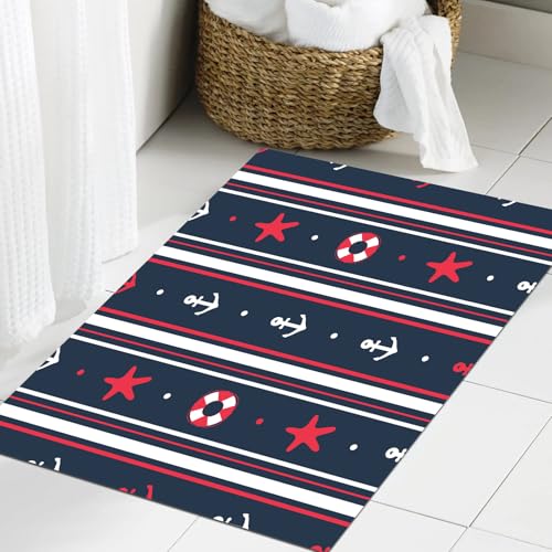 JHAOUNUK Weich Badezimmerteppich 60x90cm,Marine nahtloses Muster. Vektorillustration.,rutschfest waschbar Badematte Flauschige Badteppich Saugfähig Badvorleger Duschvorleger JHAOUNUK Weich Badezimmerteppich 60x90cm,Marine nahtloses Muster. Vektorillustration.,rutschfest waschbar Badematte Flauschige Badteppich Saugfähig Badvorleger Duschvorleger von JHAOUNUK