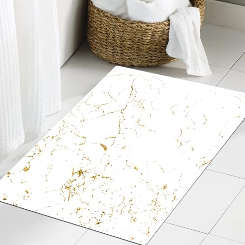 JHAOUNUK Weich Badezimmerteppich 60x90cm,Marmorgold-Grunge-Textur. Patina kratzt goldene Elemente. Skizzieren Si,rutschfest waschbar Badematte Flauschige Badteppich Saugfähig Badvorleger Duschvorleger von JHAOUNUK