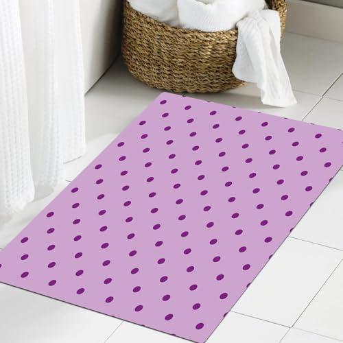 JHAOUNUK Weich Badezimmerteppich 60x90cm,Mauve, Retro Polka Dot Hintergrund Nostalgische Stilisierte Weibliche M,rutschfest waschbar Badematte Flauschige Badteppich Saugfähig Badvorleger Duschvorleger JHAOUNUK Weich Badezimmerteppich 60x90cm,Mauve, Retro Polka Dot Hintergrund Nostalgische Stilisierte Weibliche M,rutschfest waschbar Badematte Flauschige Badteppich Saugfähig Badvorleger Duschvorleger von JHAOUNUK