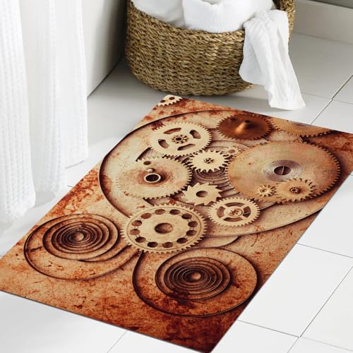 JHAOUNUK Weich Badezimmerteppich 60x90cm,Mechanische Uhren mit Details zu Alten rostigen Look und Zahnrädern im,rutschfest waschbar Badematte Flauschige Badteppich Saugfähig Badvorleger Duschvorleger JHAOUNUK Weich Badezimmerteppich 60x90cm,Mechanische Uhren mit Details zu Alten rostigen Look und Zahnrädern im,rutschfest waschbar Badematte Flauschige Badteppich Saugfähig Badvorleger Duschvorleger von JHAOUNUK
