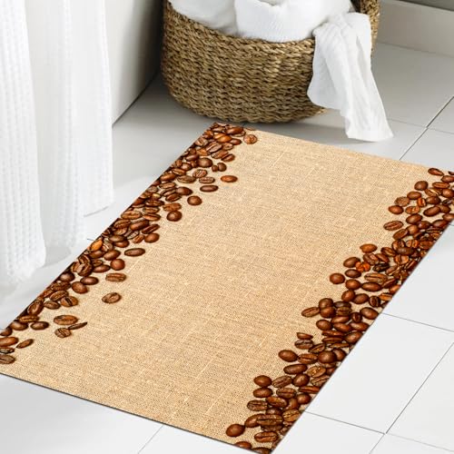 JHAOUNUK Weich Badezimmerteppich 60x90cm,Moderne Kaffeebohnen Hintergrund Home und Cafe Designer Dekoration Koll,rutschfest waschbar Badematte Flauschige Badteppich Saugfähig Badvorleger Duschvorleger von JHAOUNUK