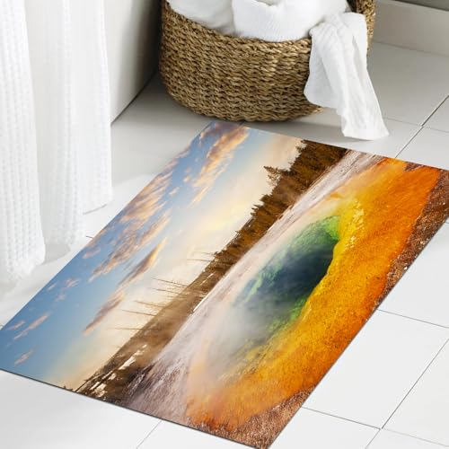 JHAOUNUK Weich Badezimmerteppich 60x90cm,Morning Glory Pool im Yellowstone Nationalpark Winterszene L,rutschfest waschbar Badematte Flauschige Badteppich Saugfähig Badvorleger Duschvorleger JHAOUNUK Weich Badezimmerteppich 60x90cm,Morning Glory Pool im Yellowstone Nationalpark Winterszene L,rutschfest waschbar Badematte Flauschige Badteppich Saugfähig Badvorleger Duschvorleger von JHAOUNUK