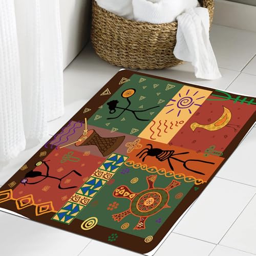 JHAOUNUK Weich Badezimmerteppich 60x90cm,Muster im afrikanischen Tanz, das den Stamm darstellt,rutschfest waschbar Badematte Flauschige Badteppich Saugfähig Badvorleger Duschvorleger JHAOUNUK Weich Badezimmerteppich 60x90cm,Muster im afrikanischen Tanz, das den Stamm darstellt,rutschfest waschbar Badematte Flauschige Badteppich Saugfähig Badvorleger Duschvorleger von JHAOUNUK