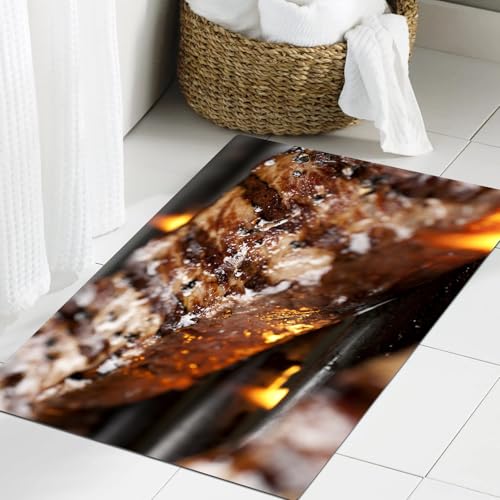 JHAOUNUK Weich Badezimmerteppich 60x90cm,NY Strip Steak Grilled Grill,rutschfest waschbar Badematte Flauschige Badteppich Saugfähig Badvorleger Duschvorleger von JHAOUNUK