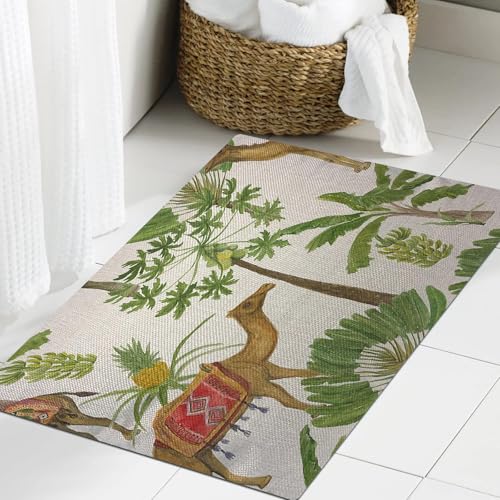 JHAOUNUK Weich Badezimmerteppich 60x90cm,Nahtlose Muster Palmen und Tiger-Muster,rutschfest waschbar Badematte Flauschige Badteppich Saugfähig Badvorleger Duschvorleger JHAOUNUK Weich Badezimmerteppich 60x90cm,Nahtlose Muster Palmen und Tiger-Muster,rutschfest waschbar Badematte Flauschige Badteppich Saugfähig Badvorleger Duschvorleger von JHAOUNUK