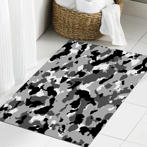 JHAOUNUK Weich Badezimmerteppich 60x90cm,Nahtloses, dunkelgraues urbanes Camouflage-Muster,rutschfest waschbar Badematte Flauschige Badteppich Saugfähig Badvorleger Duschvorleger JHAOUNUK Weich Badezimmerteppich 60x90cm,Nahtloses, dunkelgraues urbanes Camouflage-Muster,rutschfest waschbar Badematte Flauschige Badteppich Saugfähig Badvorleger Duschvorleger von JHAOUNUK