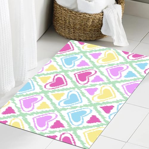JHAOUNUK Weich Badezimmerteppich 60x90cm,Nahtloses Kritzeln hell Kinder Pastell Ornament Muster Design Hintergru,rutschfest waschbar Badematte Flauschige Badteppich Saugfähig Badvorleger Duschvorleger von JHAOUNUK