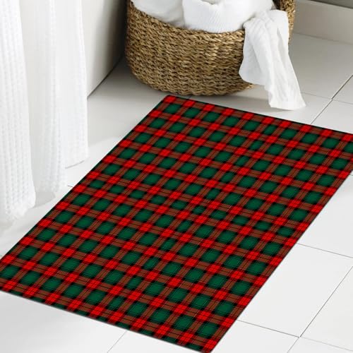 JHAOUNUK Weich Badezimmerteppich 60x90cm,Nahtloses Muster aus traditionellem britischen Tartan-Stoff,rutschfest waschbar Badematte Flauschige Badteppich Saugfähig Badvorleger Duschvorleger JHAOUNUK Weich Badezimmerteppich 60x90cm,Nahtloses Muster aus traditionellem britischen Tartan-Stoff,rutschfest waschbar Badematte Flauschige Badteppich Saugfähig Badvorleger Duschvorleger von JHAOUNUK