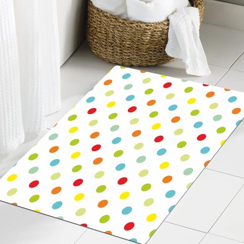 JHAOUNUK Weich Badezimmerteppich 60x90cm,Nahtloses Muster oder Textur mit bunten Tupfen auf weißem Hintergrund f,rutschfest waschbar Badematte Flauschige Badteppich Saugfähig Badvorleger Duschvorleger JHAOUNUK Weich Badezimmerteppich 60x90cm,Nahtloses Muster oder Textur mit bunten Tupfen auf weißem Hintergrund f,rutschfest waschbar Badematte Flauschige Badteppich Saugfähig Badvorleger Duschvorleger von JHAOUNUK