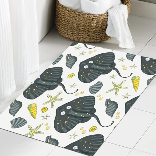 JHAOUNUK Weich Badezimmerteppich 60x90cm,Nahtloses Vektormuster im Meer. Tropische exotische Illustration des Oz,rutschfest waschbar Badematte Flauschige Badteppich Saugfähig Badvorleger Duschvorleger von JHAOUNUK