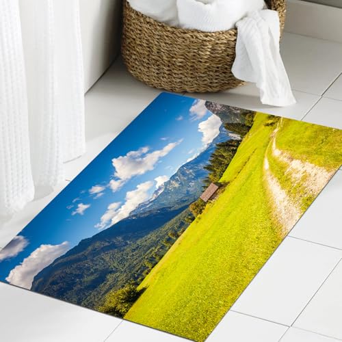 JHAOUNUK Weich Badezimmerteppich 60x90cm,Natur, Julische Alpen Ländliches Tal mit Foto von Paradiso von c,rutschfest waschbar Badematte Flauschige Badteppich Saugfähig Badvorleger Duschvorleger von JHAOUNUK