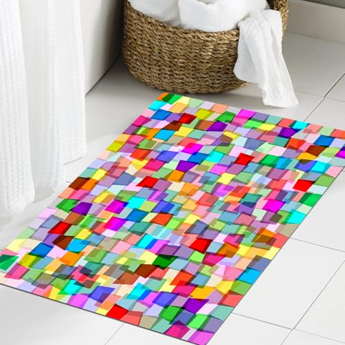 JHAOUNUK Weich Badezimmerteppich 60x90cm,Natur, Meereswellen am Morgen und EIN sonniger Himmel über dem,rutschfest waschbar Badematte Flauschige Badteppich Saugfähig Badvorleger Duschvorleger von JHAOUNUK