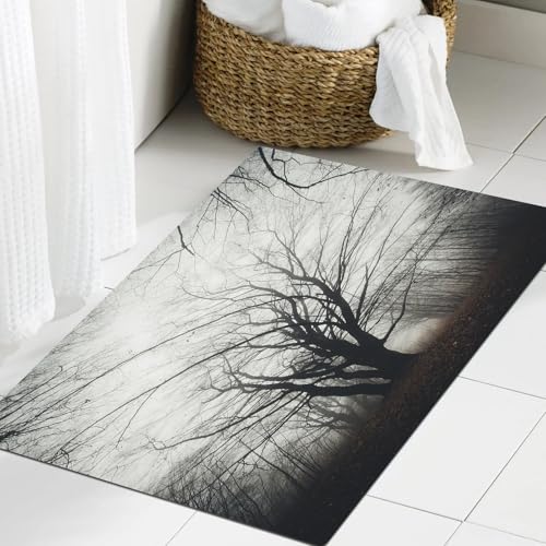 JHAOUNUK Weich Badezimmerteppich 60x90cm,Natur, Vertikales Foto eines Herbstbaums im Dunkeln, Nebel,rutschfest waschbar Badematte Flauschige Badteppich Saugfähig Badvorleger Duschvorleger JHAOUNUK Weich Badezimmerteppich 60x90cm,Natur, Vertikales Foto eines Herbstbaums im Dunkeln, Nebel,rutschfest waschbar Badematte Flauschige Badteppich Saugfähig Badvorleger Duschvorleger von JHAOUNUK