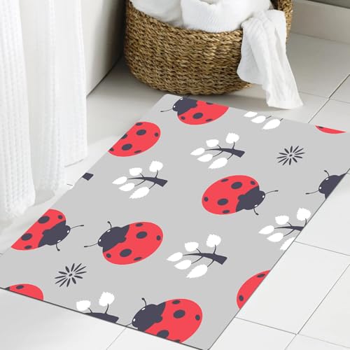 JHAOUNUK Weich Badezimmerteppich 60x90cm,Niedliche Natur mit abstrakten kten, Bäumen und FLO (2),rutschfest waschbar Badematte Flauschige Badteppich Saugfähig Badvorleger Duschvorleger von JHAOUNUK