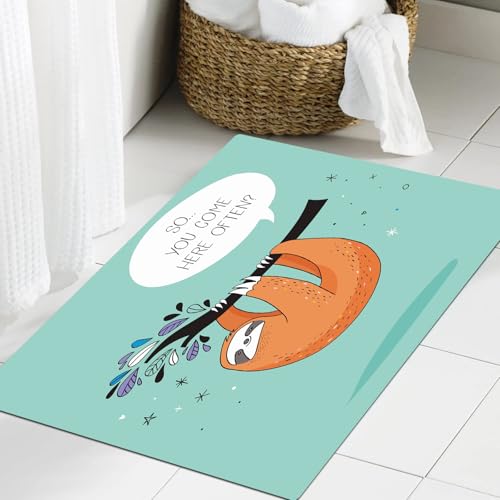 JHAOUNUK Weich Badezimmerteppich 60x90cm,Niedliche handgezeichnete Faultiere, lustige Vektorillustrationen, Post,rutschfest waschbar Badematte Flauschige Badteppich Saugfähig Badvorleger Duschvorleger von JHAOUNUK
