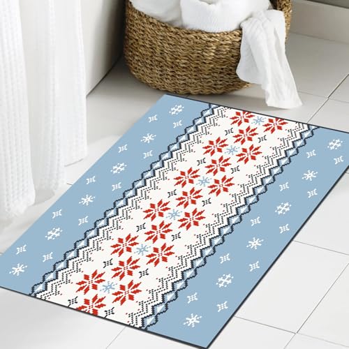 JHAOUNUK Weich Badezimmerteppich 60x90cm,Norwegerpullover-Muster,rutschfest waschbar Badematte Flauschige Badteppich Saugfähig Badvorleger Duschvorleger JHAOUNUK Weich Badezimmerteppich 60x90cm,Norwegerpullover-Muster,rutschfest waschbar Badematte Flauschige Badteppich Saugfähig Badvorleger Duschvorleger von JHAOUNUK