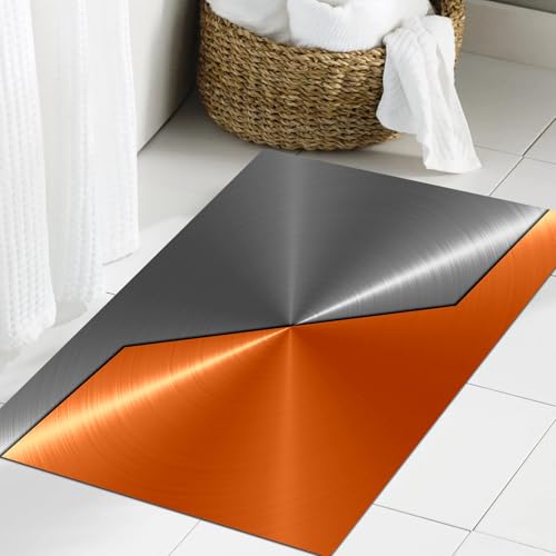 JHAOUNUK Weich Badezimmerteppich 60x90cm,Orange und grau, 3D-Stil Maschinenstruktur Bild D,rutschfest waschbar Badematte Flauschige Badteppich Saugfähig Badvorleger Duschvorleger JHAOUNUK Weich Badezimmerteppich 60x90cm,Orange und grau, 3D-Stil Maschinenstruktur Bild D,rutschfest waschbar Badematte Flauschige Badteppich Saugfähig Badvorleger Duschvorleger von JHAOUNUK