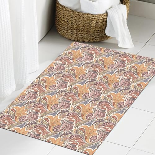 JHAOUNUK Weich Badezimmerteppich 60x90cm,Paisley, nahtloses Vektormuster. Batik-Stil-Hintergrund.,rutschfest waschbar Badematte Flauschige Badteppich Saugfähig Badvorleger Duschvorleger JHAOUNUK Weich Badezimmerteppich 60x90cm,Paisley, nahtloses Vektormuster. Batik-Stil-Hintergrund.,rutschfest waschbar Badematte Flauschige Badteppich Saugfähig Badvorleger Duschvorleger von JHAOUNUK