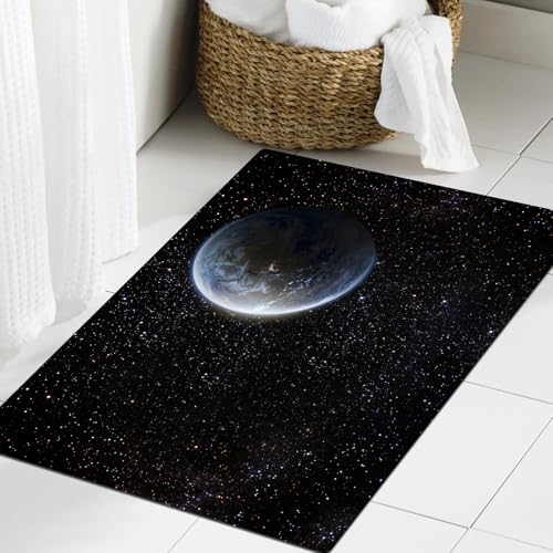 JHAOUNUK Weich Badezimmerteppich 60x90cm,Panoramablick auf die Galaxie des Planeten Erde vom Mond Dark Cosmos Cr,rutschfest waschbar Badematte Flauschige Badteppich Saugfähig Badvorleger Duschvorleger JHAOUNUK Weich Badezimmerteppich 60x90cm,Panoramablick auf die Galaxie des Planeten Erde vom Mond Dark Cosmos Cr,rutschfest waschbar Badematte Flauschige Badteppich Saugfähig Badvorleger Duschvorleger von JHAOUNUK