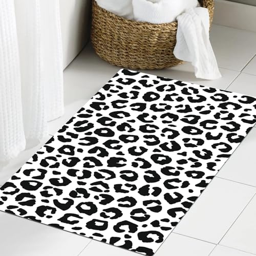 JHAOUNUK Weich Badezimmerteppich 60x90cm,Panther Leopard Maserung Schwarz-Weiß Öl,rutschfest waschbar Badematte Flauschige Badteppich Saugfähig Badvorleger Duschvorleger JHAOUNUK Weich Badezimmerteppich 60x90cm,Panther Leopard Maserung Schwarz-Weiß Öl,rutschfest waschbar Badematte Flauschige Badteppich Saugfähig Badvorleger Duschvorleger von JHAOUNUK