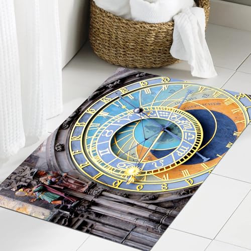 JHAOUNUK Weich Badezimmerteppich 60x90cm,Prager Astronomische Uhr im,rutschfest waschbar Badematte Flauschige Badteppich Saugfähig Badvorleger Duschvorleger JHAOUNUK Weich Badezimmerteppich 60x90cm,Prager Astronomische Uhr im,rutschfest waschbar Badematte Flauschige Badteppich Saugfähig Badvorleger Duschvorleger von JHAOUNUK