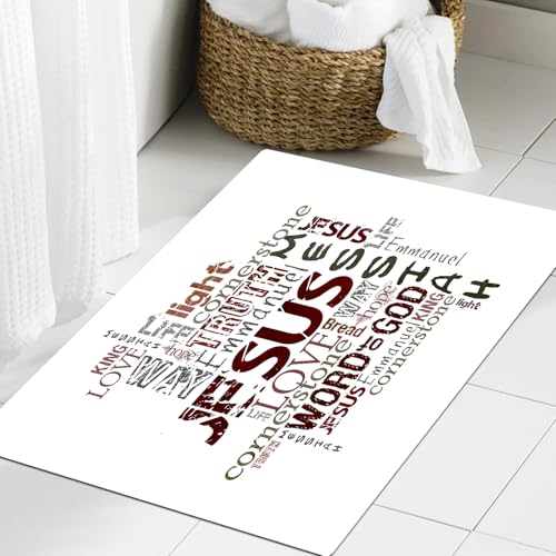 JHAOUNUK Weich Badezimmerteppich 60x90cm,Religiöse Worte isoliert auf weiß,rutschfest waschbar Badematte Flauschige Badteppich Saugfähig Badvorleger Duschvorleger JHAOUNUK Weich Badezimmerteppich 60x90cm,Religiöse Worte isoliert auf weiß,rutschfest waschbar Badematte Flauschige Badteppich Saugfähig Badvorleger Duschvorleger von JHAOUNUK