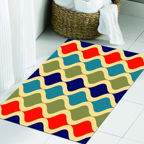 JHAOUNUK Weich Badezimmerteppich 60x90cm,Retro Nahtlose ornamentale Muster-Vektor-Illustration,rutschfest waschbar Badematte Flauschige Badteppich Saugfähig Badvorleger Duschvorleger von JHAOUNUK