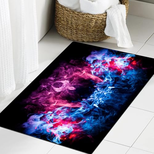 JHAOUNUK Weich Badezimmerteppich 60x90cm,Rosa und blaue Rauchwolke auf schwarzem, isoliertem Hintergrund in Form,rutschfest waschbar Badematte Flauschige Badteppich Saugfähig Badvorleger Duschvorleger JHAOUNUK Weich Badezimmerteppich 60x90cm,Rosa und blaue Rauchwolke auf schwarzem, isoliertem Hintergrund in Form,rutschfest waschbar Badematte Flauschige Badteppich Saugfähig Badvorleger Duschvorleger von JHAOUNUK