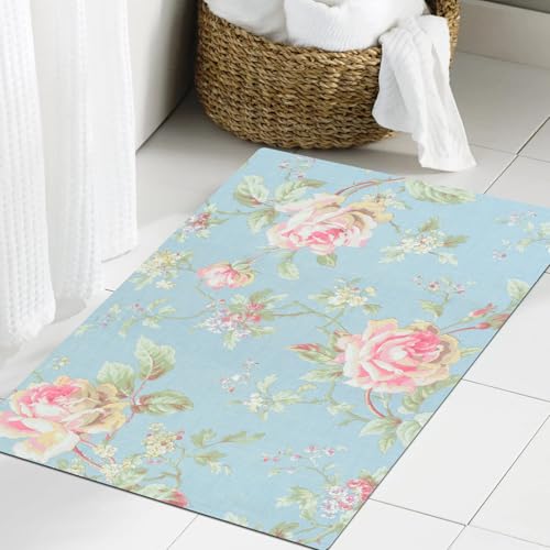 JHAOUNUK Weich Badezimmerteppich 60x90cm,Rose Stoff Hintergrund,rutschfest waschbar Badematte Flauschige Badteppich Saugfähig Badvorleger Duschvorleger JHAOUNUK Weich Badezimmerteppich 60x90cm,Rose Stoff Hintergrund,rutschfest waschbar Badematte Flauschige Badteppich Saugfähig Badvorleger Duschvorleger von JHAOUNUK