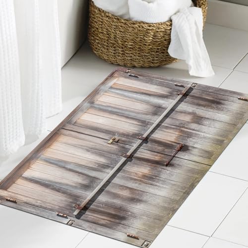 JHAOUNUK Weich Badezimmerteppich 60x90cm,Rustikaler Retro-Eingang mit Vorhängeschloss zum verlassenen Rough Oak,rutschfest waschbar Badematte Flauschige Badteppich Saugfähig Badvorleger Duschvorleger JHAOUNUK Weich Badezimmerteppich 60x90cm,Rustikaler Retro-Eingang mit Vorhängeschloss zum verlassenen Rough Oak,rutschfest waschbar Badematte Flauschige Badteppich Saugfähig Badvorleger Duschvorleger von JHAOUNUK