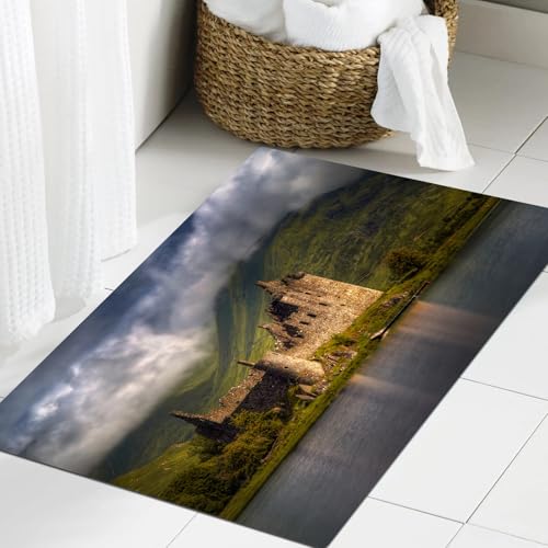 JHAOUNUK Weich Badezimmerteppich 60x90cm,Schloss Reflexionen im Morgenlicht Highlands Schottland bewölkter Himme,rutschfest waschbar Badematte Flauschige Badteppich Saugfähig Badvorleger Duschvorleger JHAOUNUK Weich Badezimmerteppich 60x90cm,Schloss Reflexionen im Morgenlicht Highlands Schottland bewölkter Himme,rutschfest waschbar Badematte Flauschige Badteppich Saugfähig Badvorleger Duschvorleger von JHAOUNUK