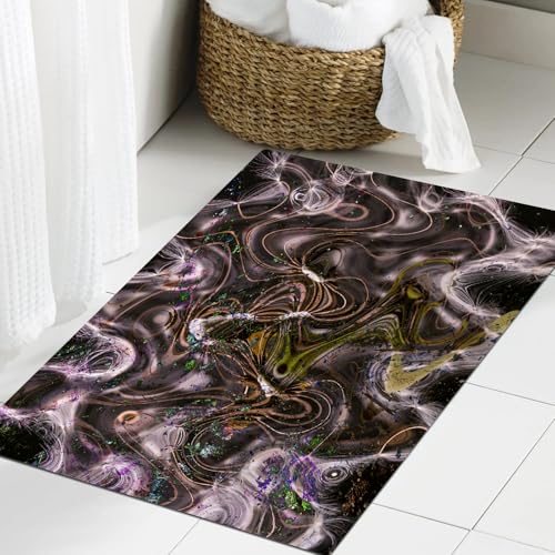 JHAOUNUK Weich Badezimmerteppich 60x90cm,Schwarz-weiße Textur für Kleidungsstücke.,rutschfest waschbar Badematte Flauschige Badteppich Saugfähig Badvorleger Duschvorleger von JHAOUNUK