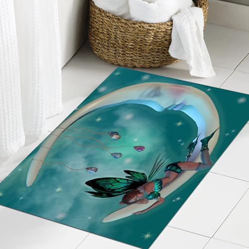 JHAOUNUK Weich Badezimmerteppich 60x90cm,Silber-Blaue Mondfee mit sternenklarem Nachthintergrund,rutschfest waschbar Badematte Flauschige Badteppich Saugfähig Badvorleger Duschvorleger JHAOUNUK Weich Badezimmerteppich 60x90cm,Silber-Blaue Mondfee mit sternenklarem Nachthintergrund,rutschfest waschbar Badematte Flauschige Badteppich Saugfähig Badvorleger Duschvorleger von JHAOUNUK