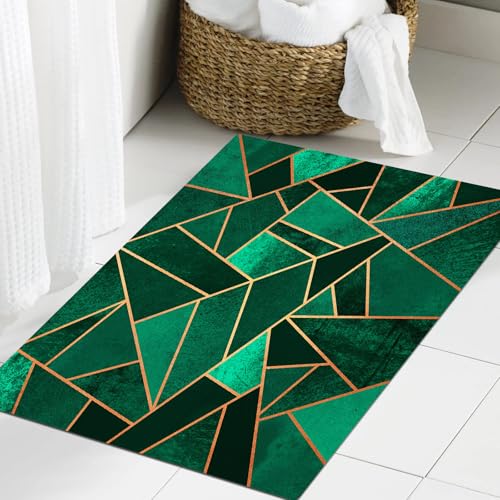 JHAOUNUK Weich Badezimmerteppich 60x90cm,Smaragd und Kupfer,rutschfest waschbar Badematte Flauschige Badteppich Saugfähig Badvorleger Duschvorleger JHAOUNUK Weich Badezimmerteppich 60x90cm,Smaragd und Kupfer,rutschfest waschbar Badematte Flauschige Badteppich Saugfähig Badvorleger Duschvorleger von JHAOUNUK