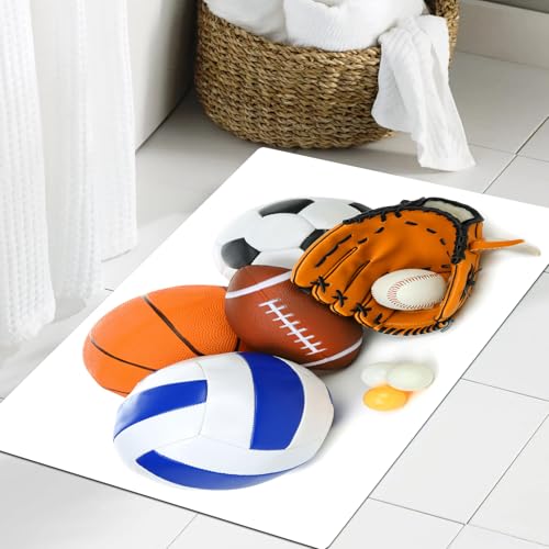 JHAOUNUK Weich Badezimmerteppich 60x90cm,Sportbälle isoliert auf weiß,rutschfest waschbar Badematte Flauschige Badteppich Saugfähig Badvorleger Duschvorleger JHAOUNUK Weich Badezimmerteppich 60x90cm,Sportbälle isoliert auf weiß,rutschfest waschbar Badematte Flauschige Badteppich Saugfähig Badvorleger Duschvorleger von JHAOUNUK