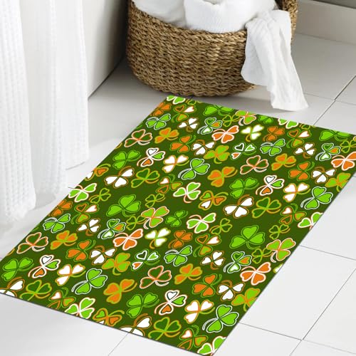 JHAOUNUK Weich Badezimmerteppich 60x90cm,St. Patrick's Day, irisches Kleeblatt-Muster,rutschfest waschbar Badematte Flauschige Badteppich Saugfähig Badvorleger Duschvorleger JHAOUNUK Weich Badezimmerteppich 60x90cm,St. Patrick's Day, irisches Kleeblatt-Muster,rutschfest waschbar Badematte Flauschige Badteppich Saugfähig Badvorleger Duschvorleger von JHAOUNUK