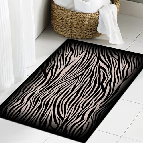 JHAOUNUK Weich Badezimmerteppich 60x90cm,Tier Zebra Schal Muster schwarzer Rahmen,rutschfest waschbar Badematte Flauschige Badteppich Saugfähig Badvorleger Duschvorleger JHAOUNUK Weich Badezimmerteppich 60x90cm,Tier Zebra Schal Muster schwarzer Rahmen,rutschfest waschbar Badematte Flauschige Badteppich Saugfähig Badvorleger Duschvorleger von JHAOUNUK