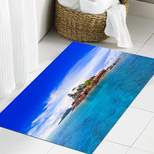 JHAOUNUK Weich Badezimmerteppich 60x90cm,Tropische l auf den Seychellen - Natur-Hintergrund,rutschfest waschbar Badematte Flauschige Badteppich Saugfähig Badvorleger Duschvorleger JHAOUNUK Weich Badezimmerteppich 60x90cm,Tropische l auf den Seychellen - Natur-Hintergrund,rutschfest waschbar Badematte Flauschige Badteppich Saugfähig Badvorleger Duschvorleger von JHAOUNUK