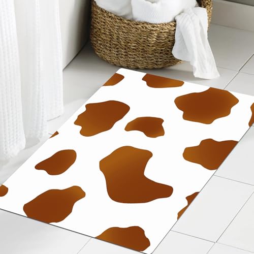 JHAOUNUK Weich Badezimmerteppich 60x90cm,Vektor braun und weiß geflecktes Kuhdesign,rutschfest waschbar Badematte Flauschige Badteppich Saugfähig Badvorleger Duschvorleger JHAOUNUK Weich Badezimmerteppich 60x90cm,Vektor braun und weiß geflecktes Kuhdesign,rutschfest waschbar Badematte Flauschige Badteppich Saugfähig Badvorleger Duschvorleger von JHAOUNUK