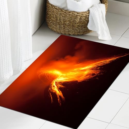 JHAOUNUK Weich Badezimmerteppich 60x90cm,Vulcano, Vulkan Tungurahua in Ecuador explodiert in der Nacht Natur und,rutschfest waschbar Badematte Flauschige Badteppich Saugfähig Badvorleger Duschvorleger JHAOUNUK Weich Badezimmerteppich 60x90cm,Vulcano, Vulkan Tungurahua in Ecuador explodiert in der Nacht Natur und,rutschfest waschbar Badematte Flauschige Badteppich Saugfähig Badvorleger Duschvorleger von JHAOUNUK