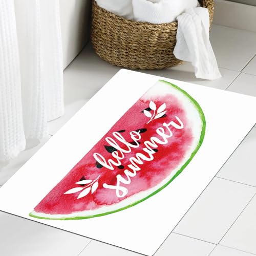 JHAOUNUK Weich Badezimmerteppich 60x90cm,Wassermelone isoliert auf weißem Hintergrund. Vektorillustration,rutschfest waschbar Badematte Flauschige Badteppich Saugfähig Badvorleger Duschvorleger von JHAOUNUK