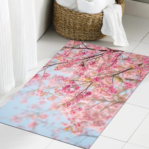 JHAOUNUK Weich Badezimmerteppich 60x90cm,Wilde Himalaya-Kirsche,rutschfest waschbar Badematte Flauschige Badteppich Saugfähig Badvorleger Duschvorleger JHAOUNUK Weich Badezimmerteppich 60x90cm,Wilde Himalaya-Kirsche,rutschfest waschbar Badematte Flauschige Badteppich Saugfähig Badvorleger Duschvorleger von JHAOUNUK