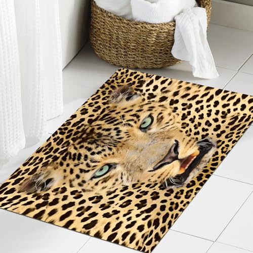 JHAOUNUK Weich Badezimmerteppich 60x90cm,Wildlife Wild Tiger Leopard Print Bild der Kunst,rutschfest waschbar Badematte Flauschige Badteppich Saugfähig Badvorleger Duschvorleger JHAOUNUK Weich Badezimmerteppich 60x90cm,Wildlife Wild Tiger Leopard Print Bild der Kunst,rutschfest waschbar Badematte Flauschige Badteppich Saugfähig Badvorleger Duschvorleger von JHAOUNUK