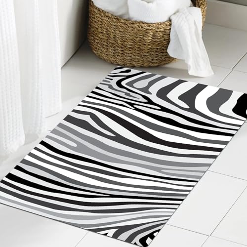 JHAOUNUK Weich Badezimmerteppich 60x90cm,Zebra-Druck, Zebra-Muster vertikal gestreift Natur Wildlife inspiriert,rutschfest waschbar Badematte Flauschige Badteppich Saugfähig Badvorleger Duschvorleger JHAOUNUK Weich Badezimmerteppich 60x90cm,Zebra-Druck, Zebra-Muster vertikal gestreift Natur Wildlife inspiriert,rutschfest waschbar Badematte Flauschige Badteppich Saugfähig Badvorleger Duschvorleger von JHAOUNUK