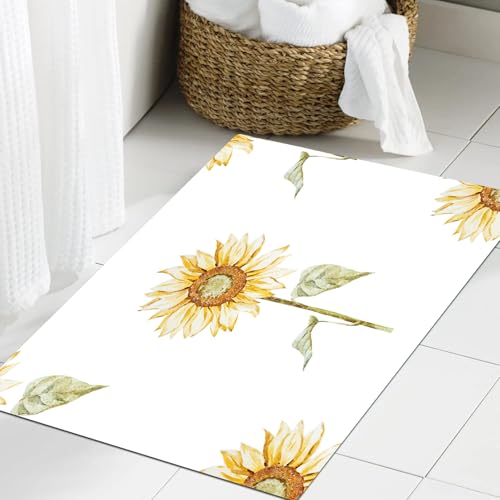 JHAOUNUK Weich Badezimmerteppich 60x90cm,aquarell Nahtlose Muster Sonnenblumen Blumen Hintergrund,rutschfest waschbar Badematte Flauschige Badteppich Saugfähig Badvorleger Duschvorleger JHAOUNUK Weich Badezimmerteppich 60x90cm,aquarell Nahtlose Muster Sonnenblumen Blumen Hintergrund,rutschfest waschbar Badematte Flauschige Badteppich Saugfähig Badvorleger Duschvorleger von JHAOUNUK