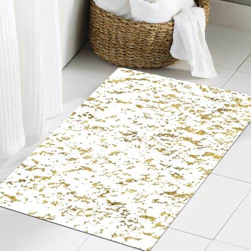 JHAOUNUK Weich Badezimmerteppich 60x90cm,goldene Textur Grunge Hintergrund Vektor-Illustration Design-Element,rutschfest waschbar Badematte Flauschige Badteppich Saugfähig Badvorleger Duschvorleger von JHAOUNUK