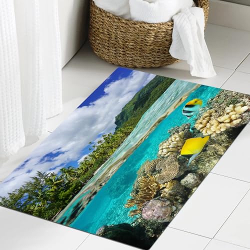 JHAOUNUK Weich Badezimmerteppich 60x90cm,l, Pazifischer Ozean Französisch-Polynesien Huahine Lagoon Lust Küs,rutschfest waschbar Badematte Flauschige Badteppich Saugfähig Badvorleger Duschvorleger JHAOUNUK Weich Badezimmerteppich 60x90cm,l, Pazifischer Ozean Französisch-Polynesien Huahine Lagoon Lust Küs,rutschfest waschbar Badematte Flauschige Badteppich Saugfähig Badvorleger Duschvorleger von JHAOUNUK